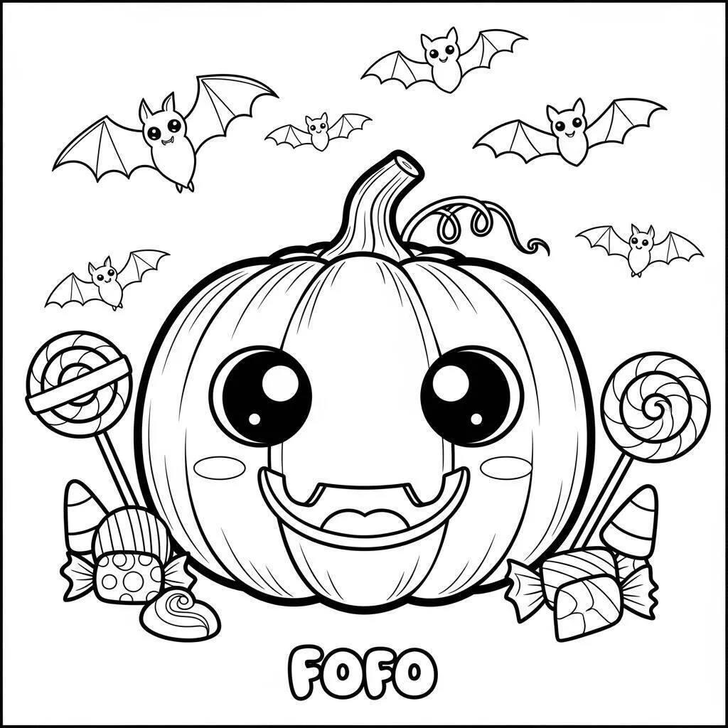 Desenho Fofo de uma Abóbora Sorridente para Colorir