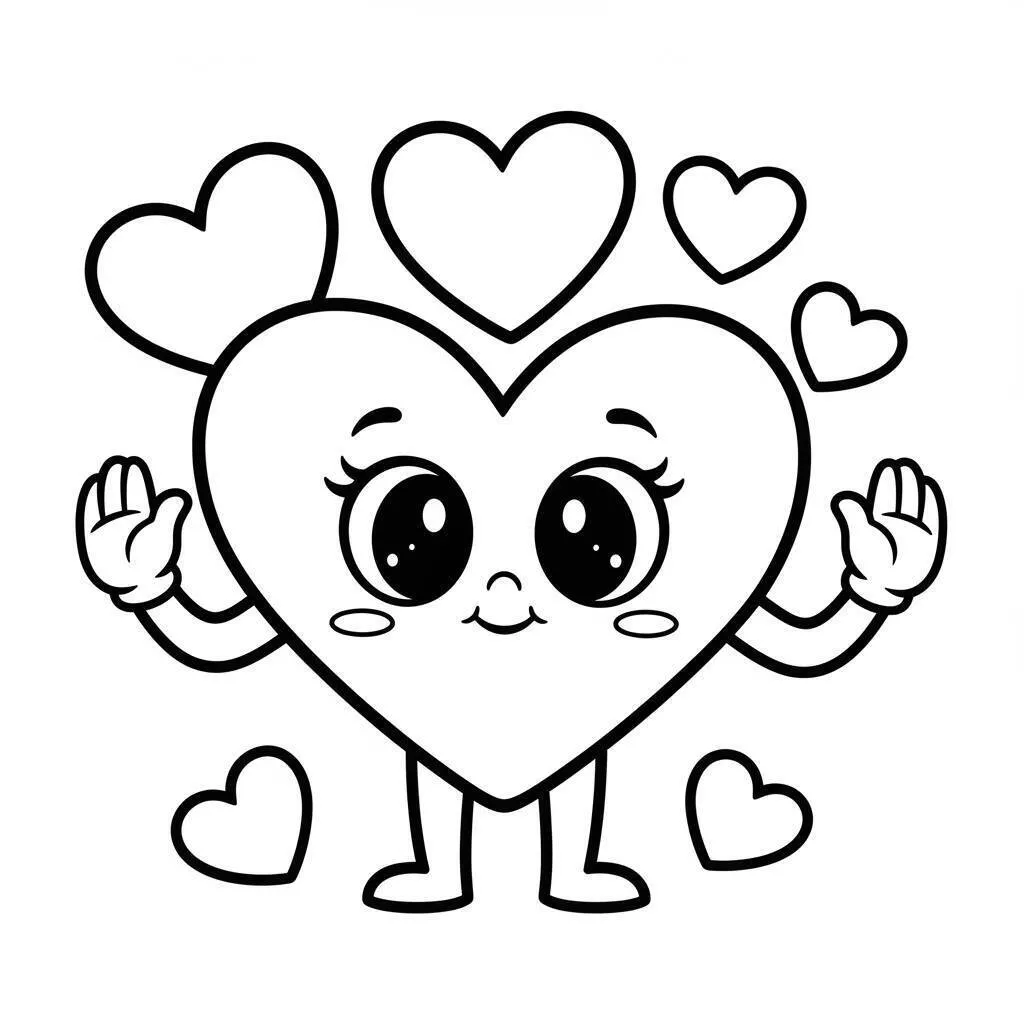 Cute Smiling Heart Coloring Page