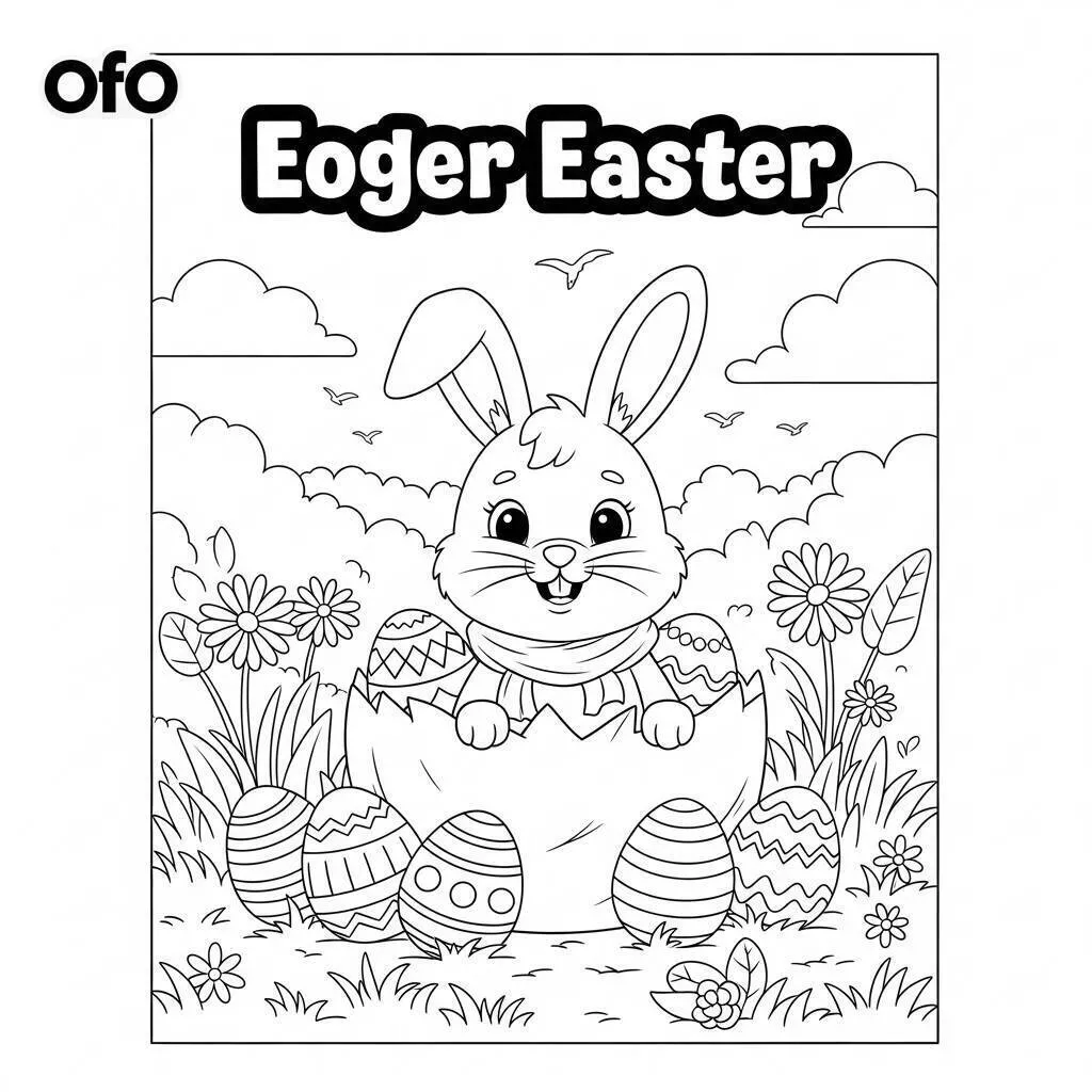 Desenho Fofo de um Coelho da Páscoa para Colorir