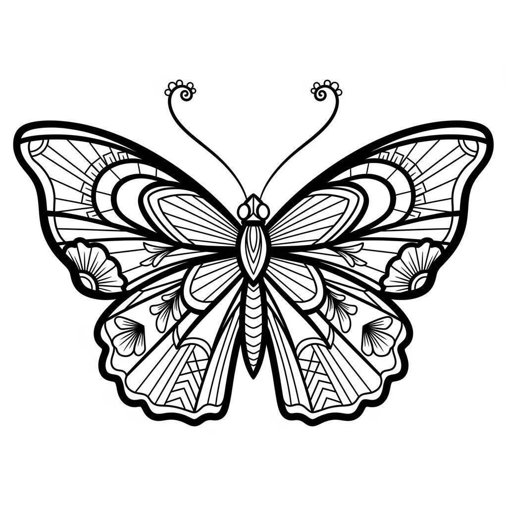Desenho de Mariposa Detalhada para Colorir