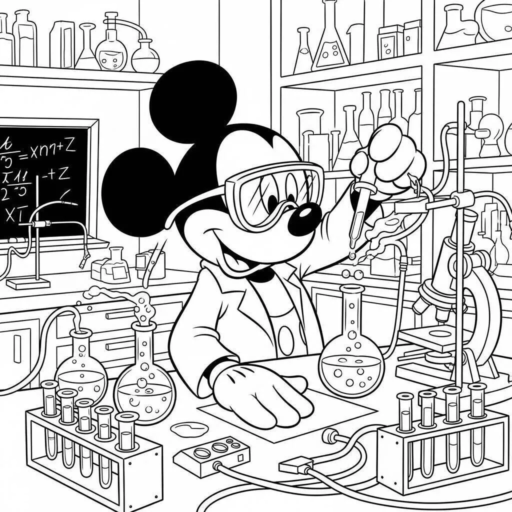 Coloriage Scientifique Mickey la souris