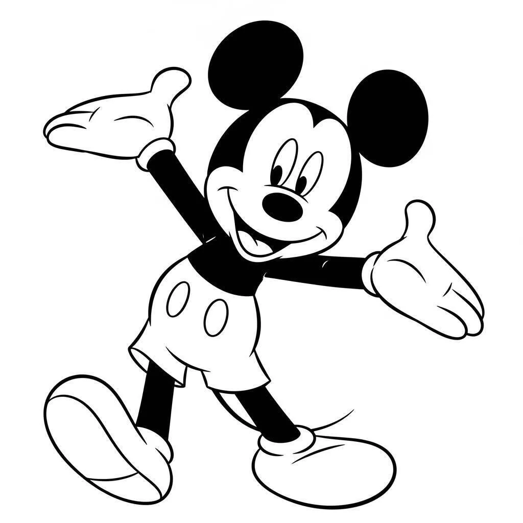 Coloriage Mickey la souris heureux