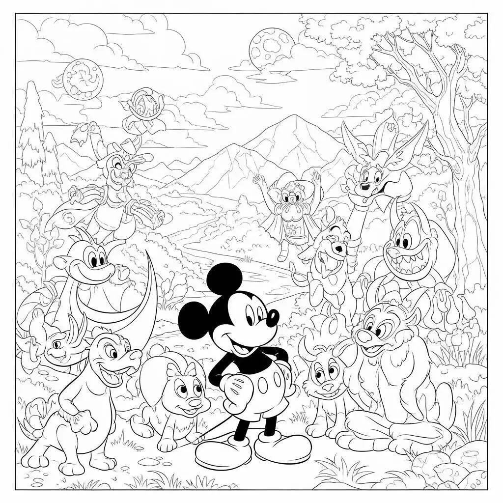 Coloriage Mickey la souris avec ses amis