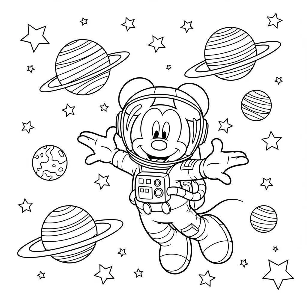 Coloriage Astronaute Mickey la souris