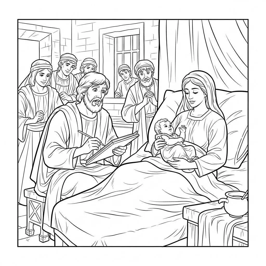 Desenho Bíblico do Nascimento de Jesus para Colorir