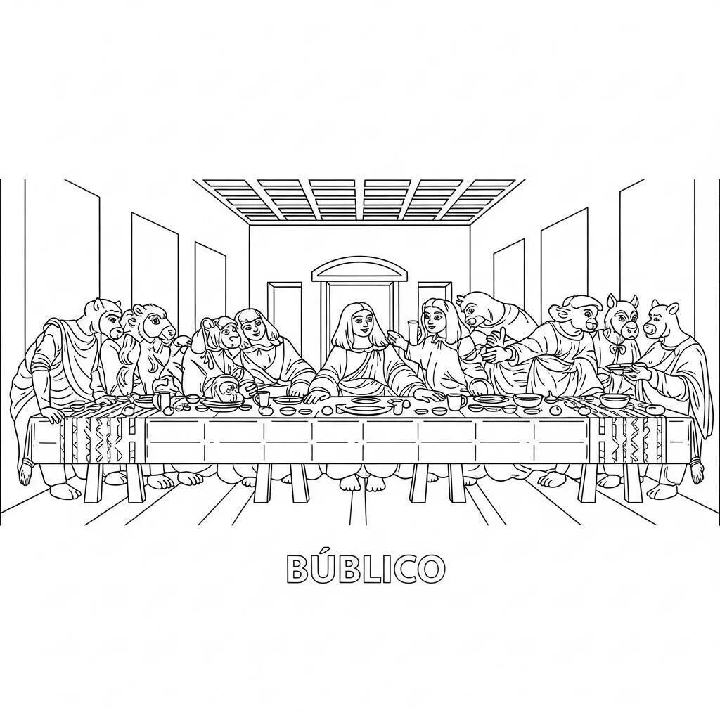 Desenho Bíblico da Última Ceia para Colorir
