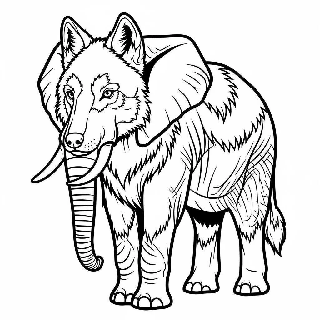 Desenho de Elefante com Orelhas Grandes e Tromba Longa para Colorir