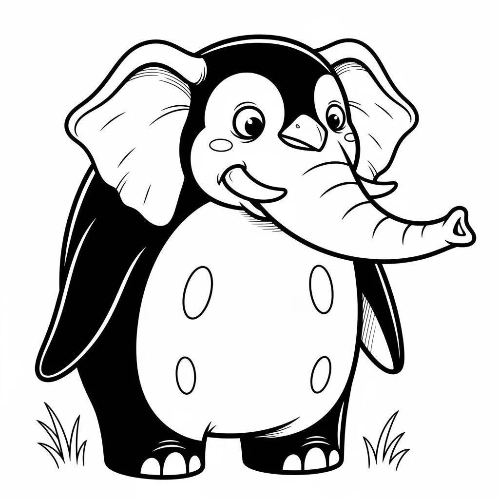 Éléphant drôle avec des taches à colorier