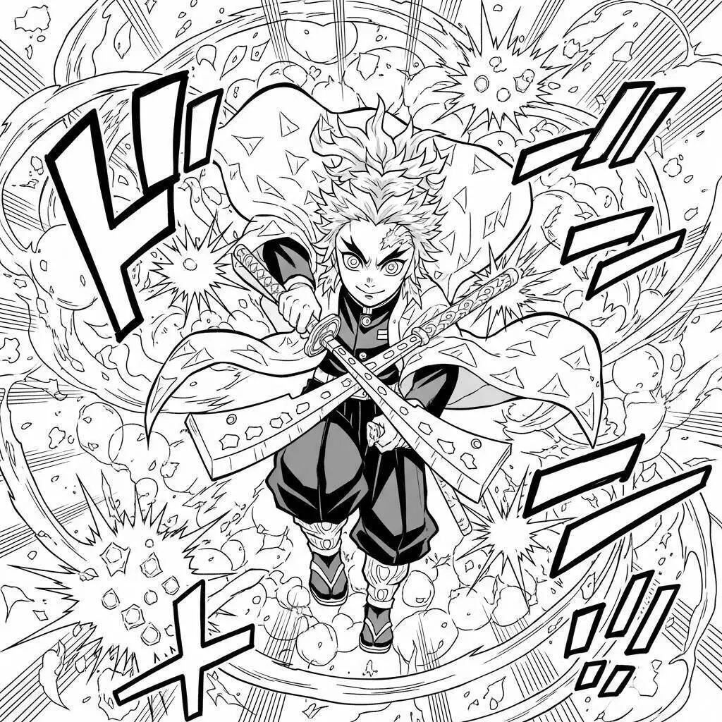 Coloriage Tueur de démons de Rengoku Kyojuro