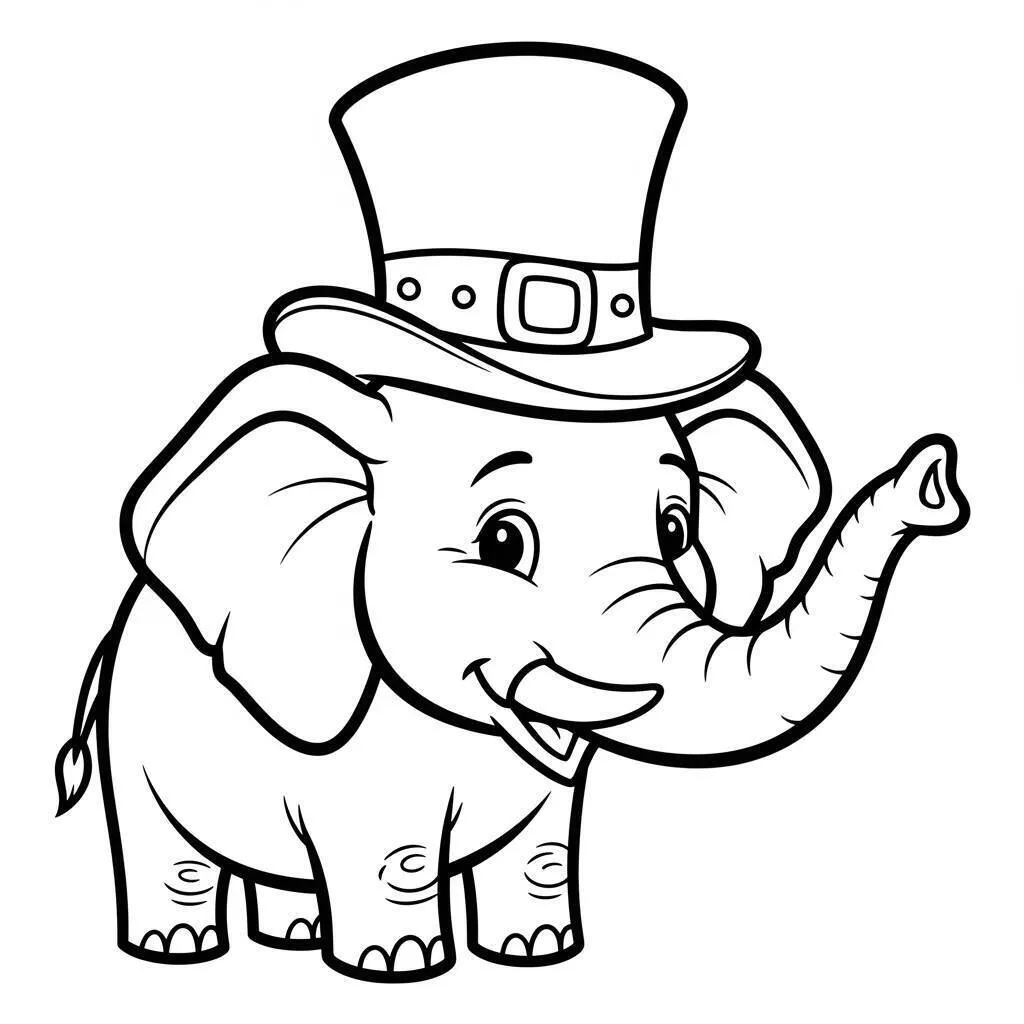 Elefante con sombrero Página para colorear