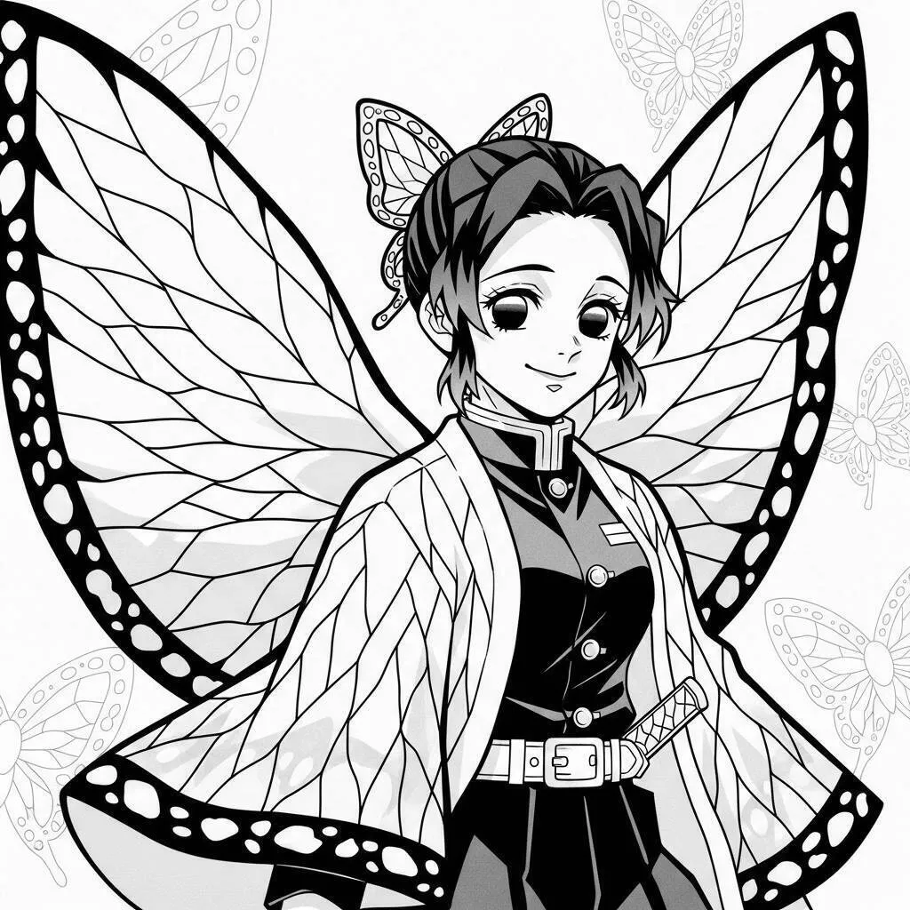 Desenho de Demon Slayer da Shinobu Kocho para Colorir