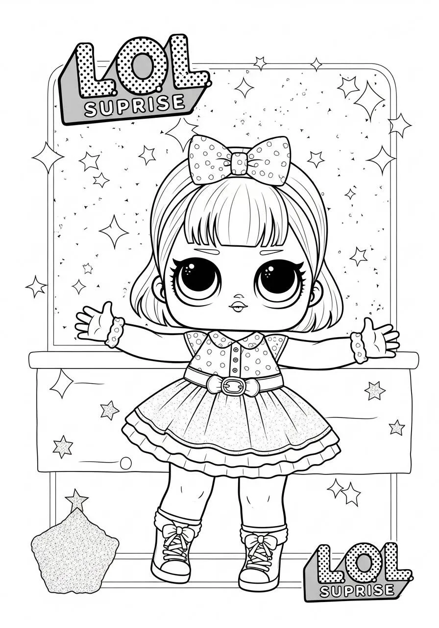 Desenho de LOL Surprise Boneca com Laço para Colorir