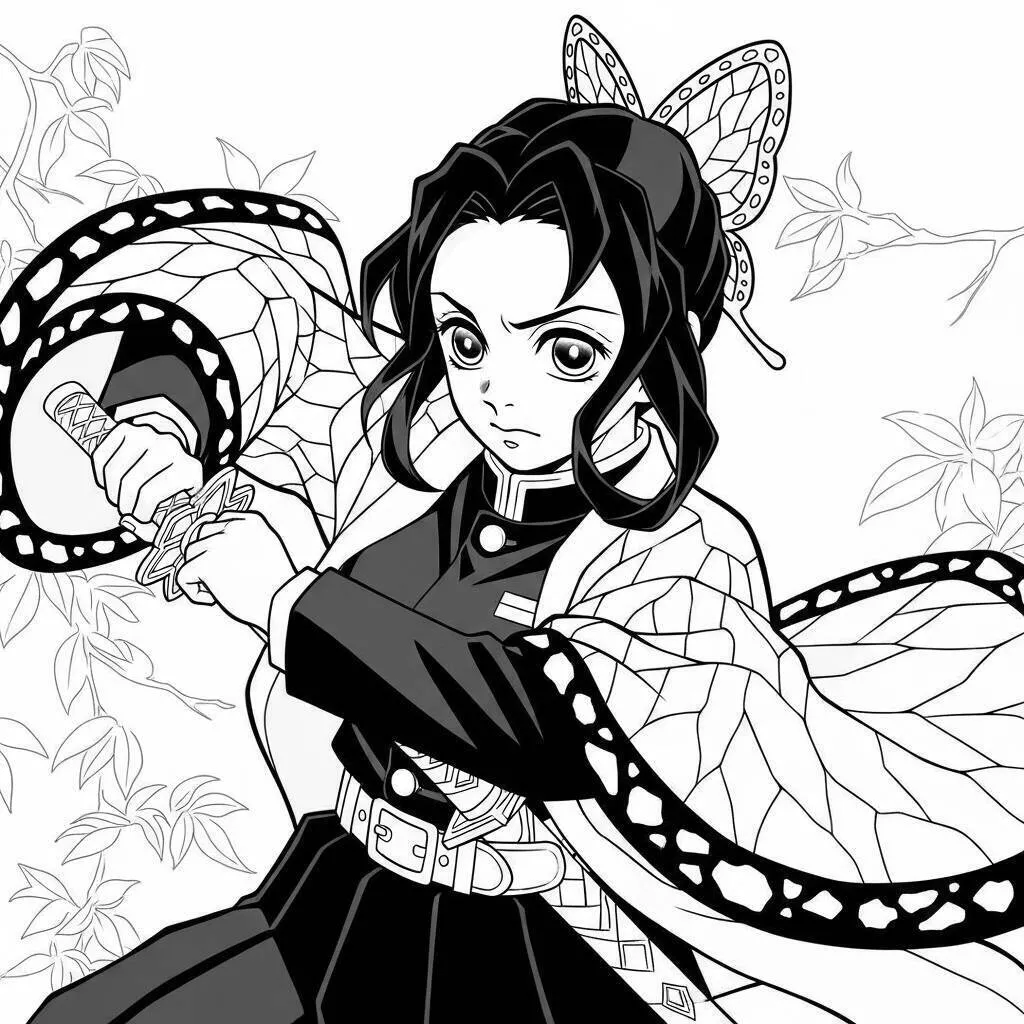 Desenho de Demon Slayer da Shinobu Kocho para Colorir