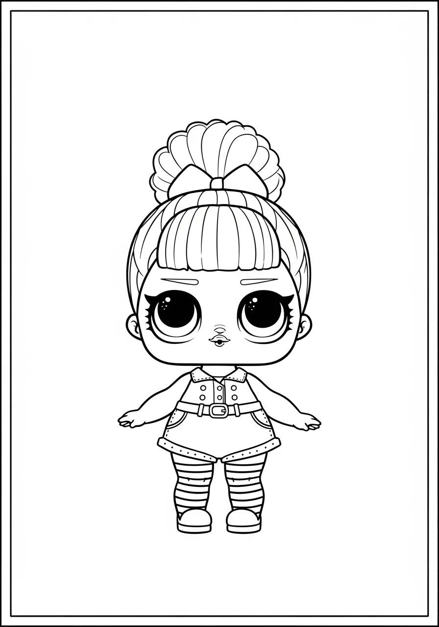 Desenho de LOL Surprise Boneca com Cabelo Estiloso para Colorir