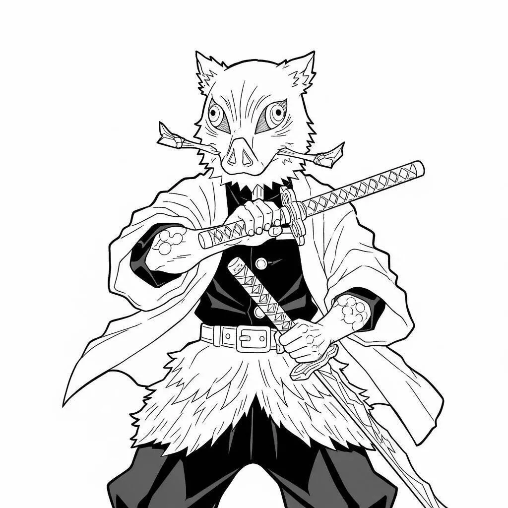 Desenho de Demon Slayer do Inosuke Hashibira para Colorir