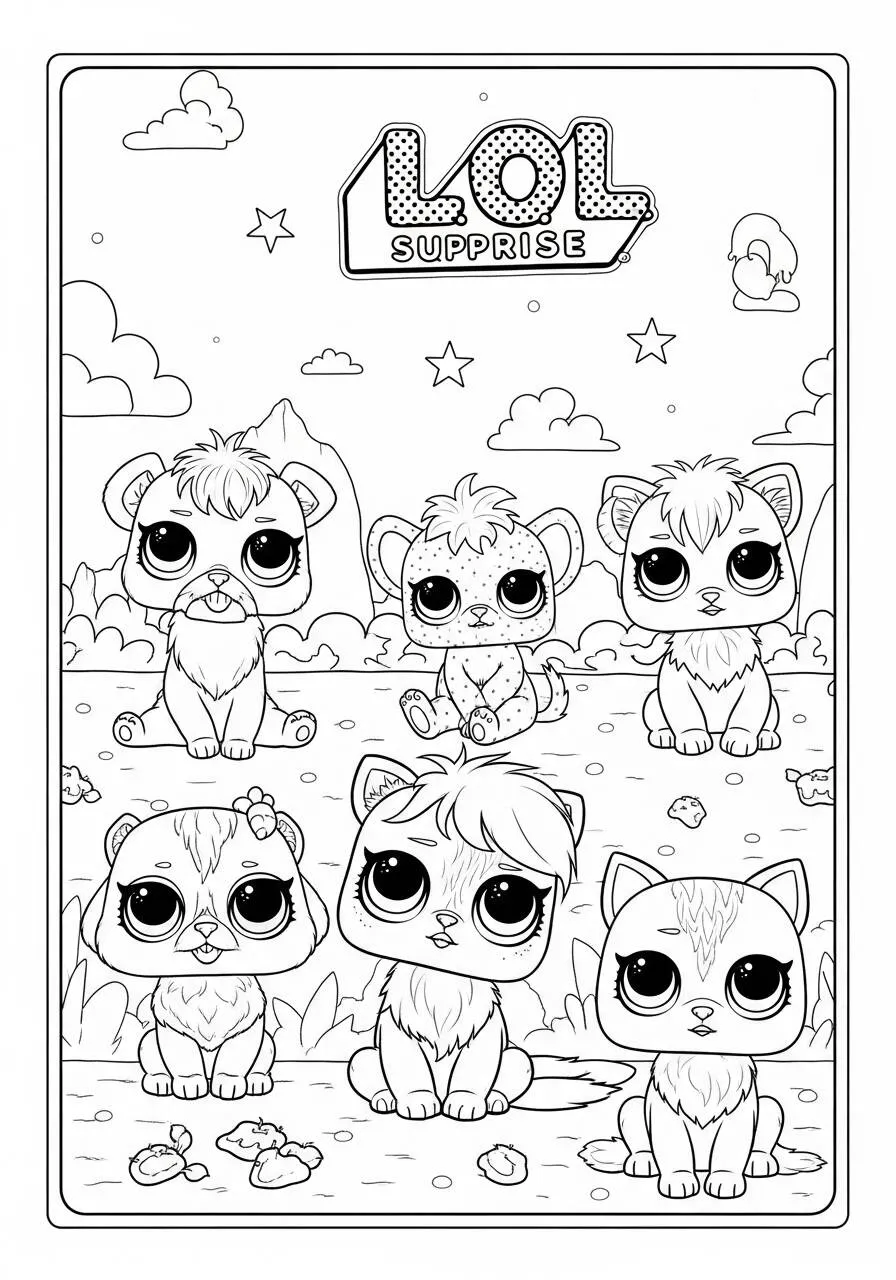 Dibujo para colorear jajaja sorpresa con mascotas
