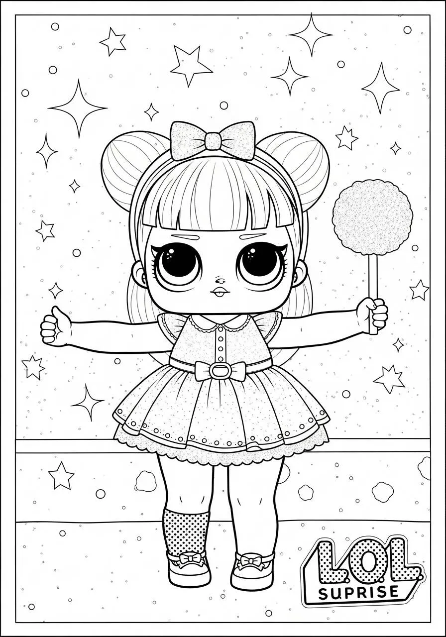 Desenho de LOL Surprise Boneca com Algodão Doce para Colorir