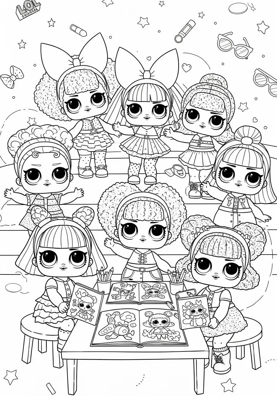 LOL Sorpresa con Amigos Dibujo para colorear