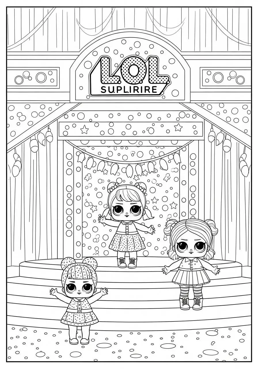 Desenho de LOL Surprise na Passarela de Moda para Colorir