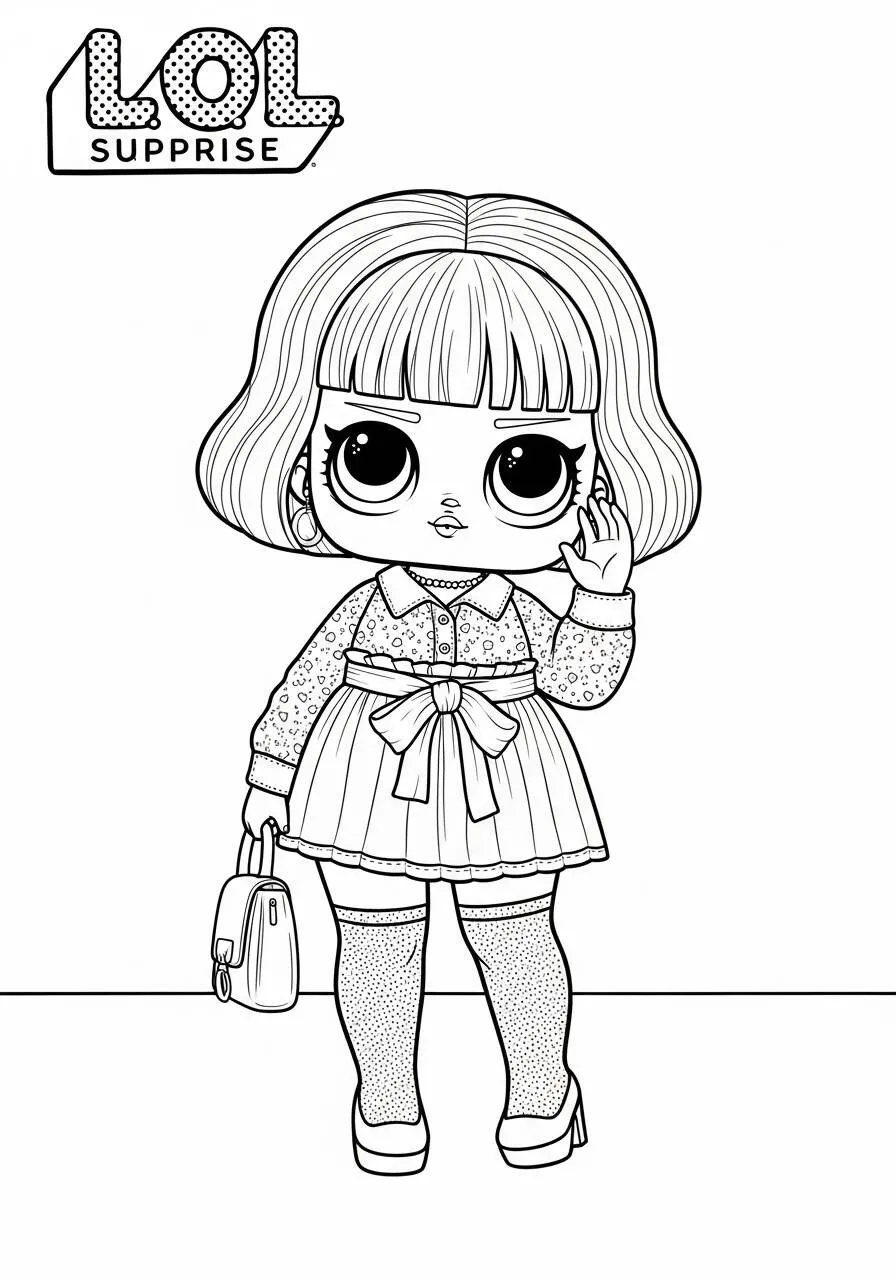 Desenho de LOL Surprise Boneca com Bolsa para Colorir
