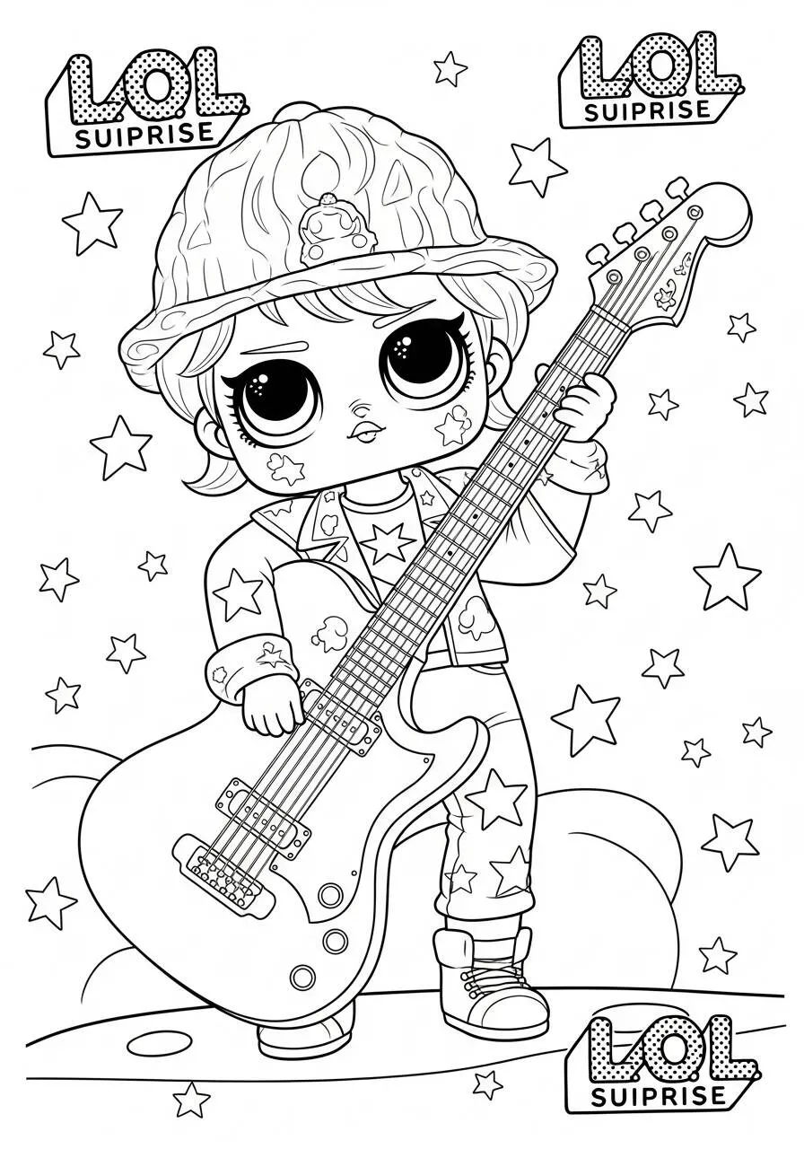 LOL Sorpresa con Guitarra Dibujo para colorear