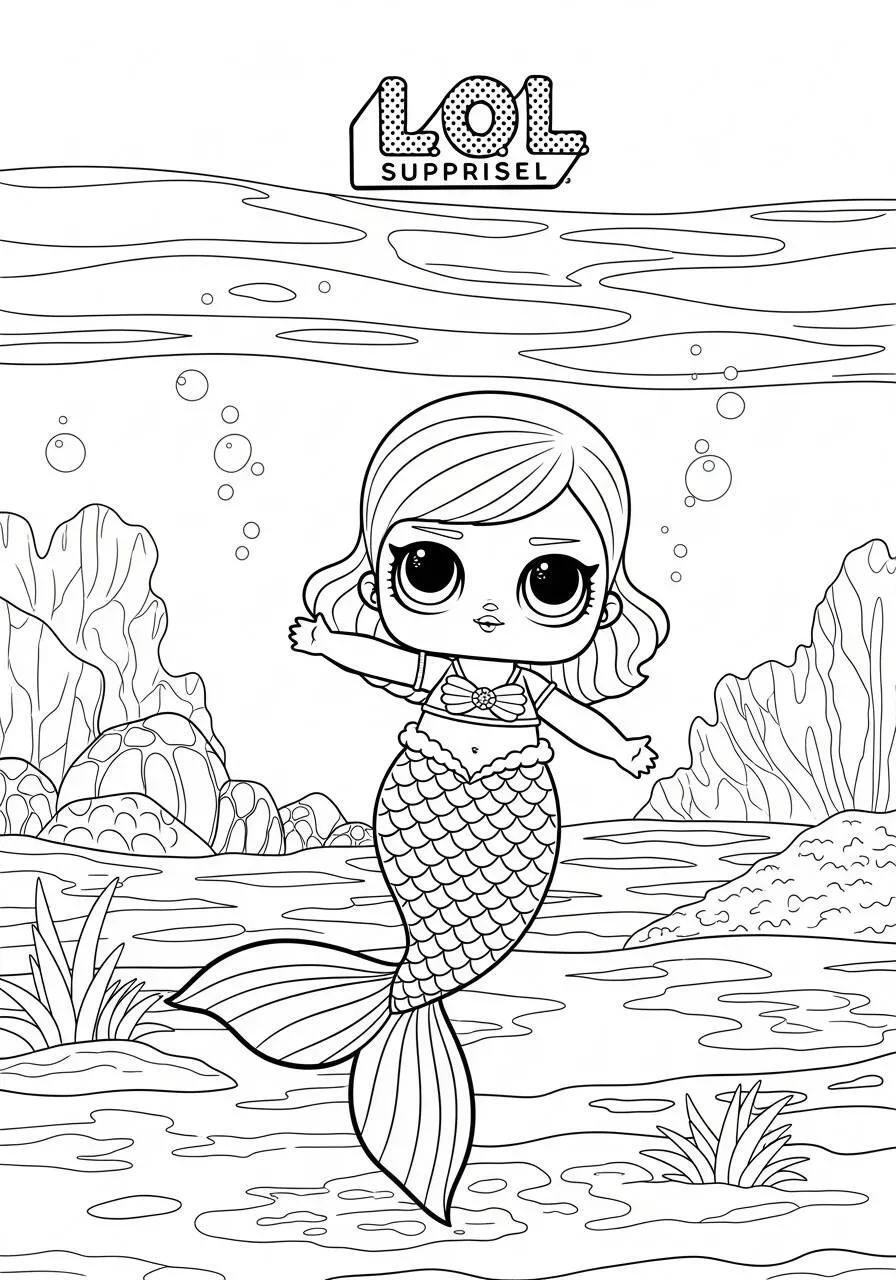 Desenho de LOL Surprise Sereia para Colorir