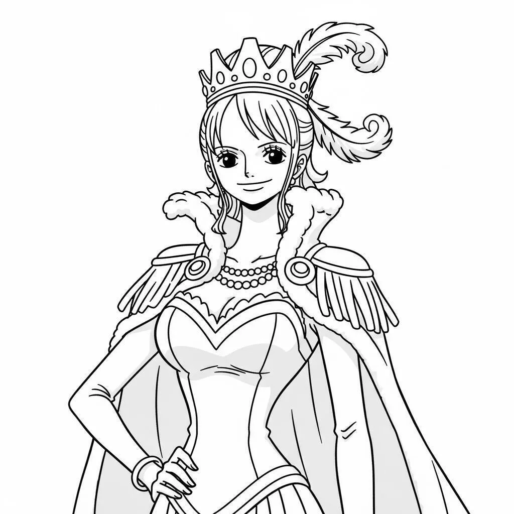 Desenho de One Piece da Vivi como Rainha para Colorir