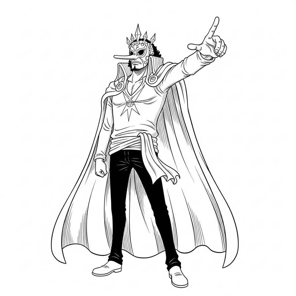 Dibujo para colorear de Una pieza de Usopp con la máscara de guerrero