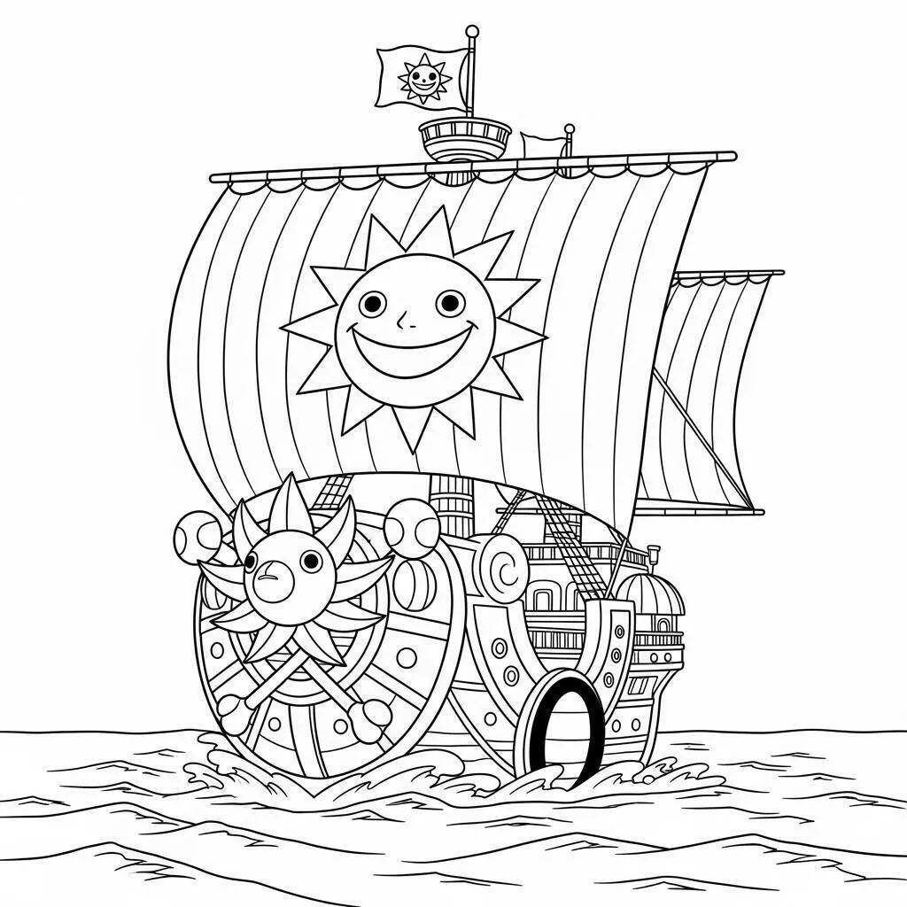 Desenho de One Piece do Thousand Sunny para Colorir