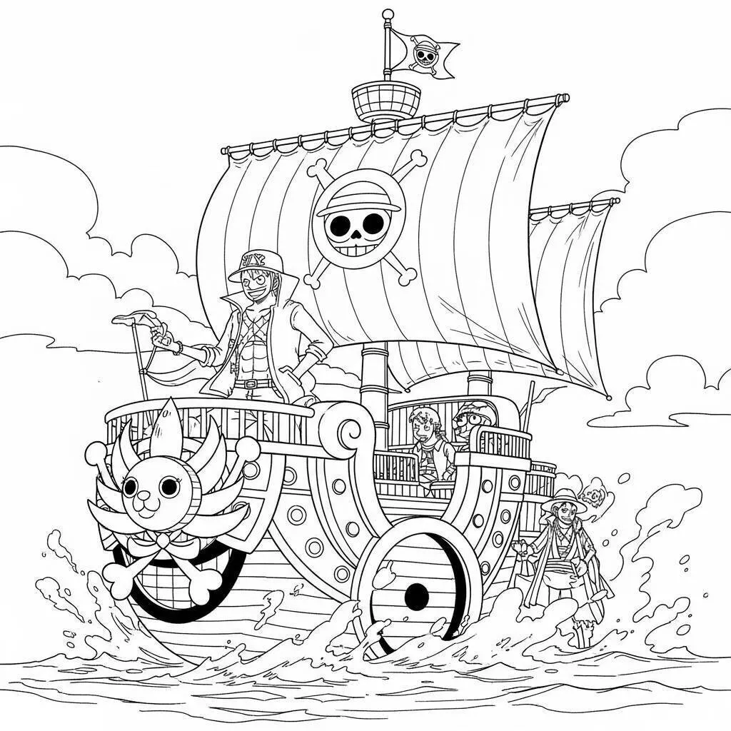 Desenho de One Piece do Thousand Sunny para Colorir