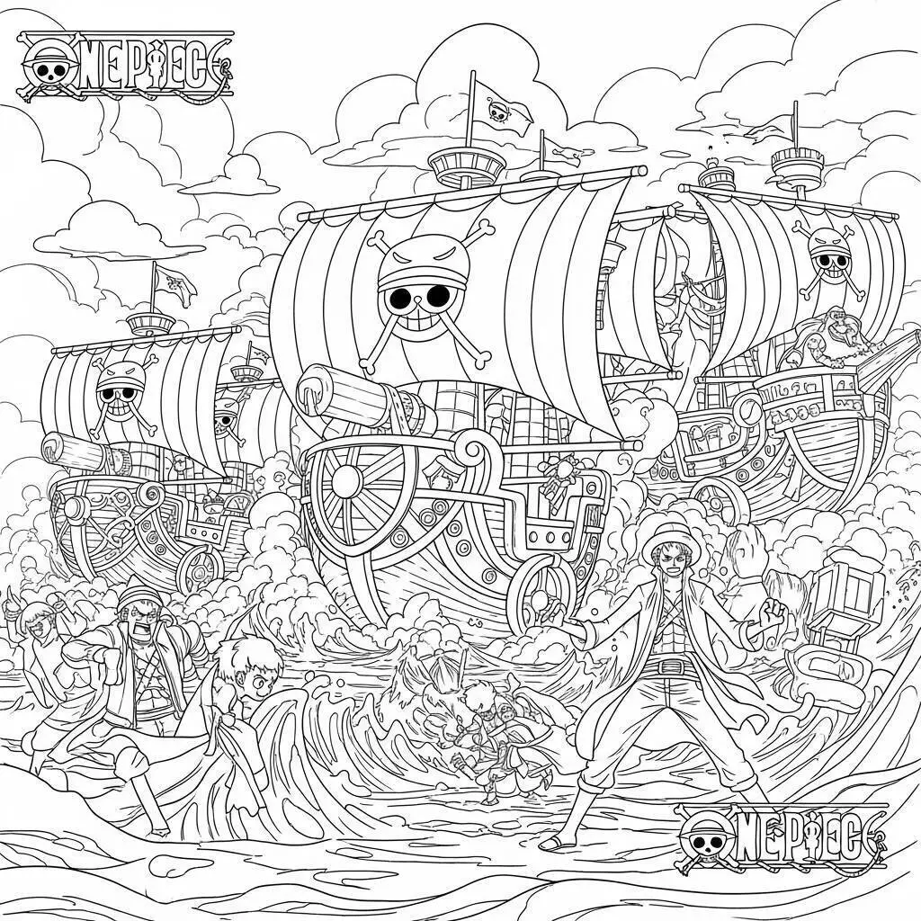 Dibujo para colorear de Piratas de Sombrero de Paja de Una pieza