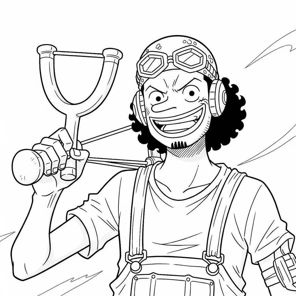 Dibujo para colorear de Una pieza de Usopp con Fisga