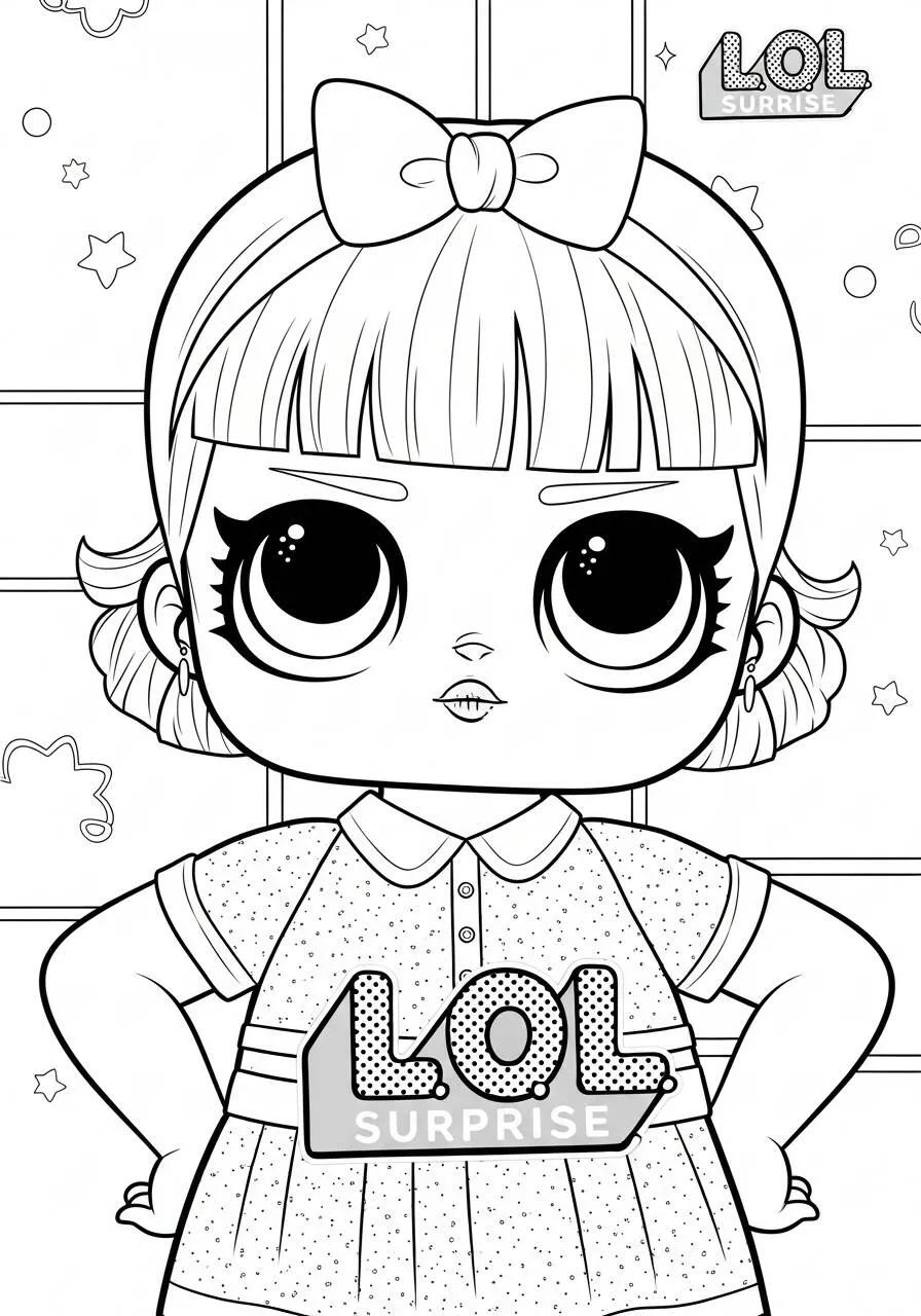Muñeca jajaja sorpresa con lazo para colorear