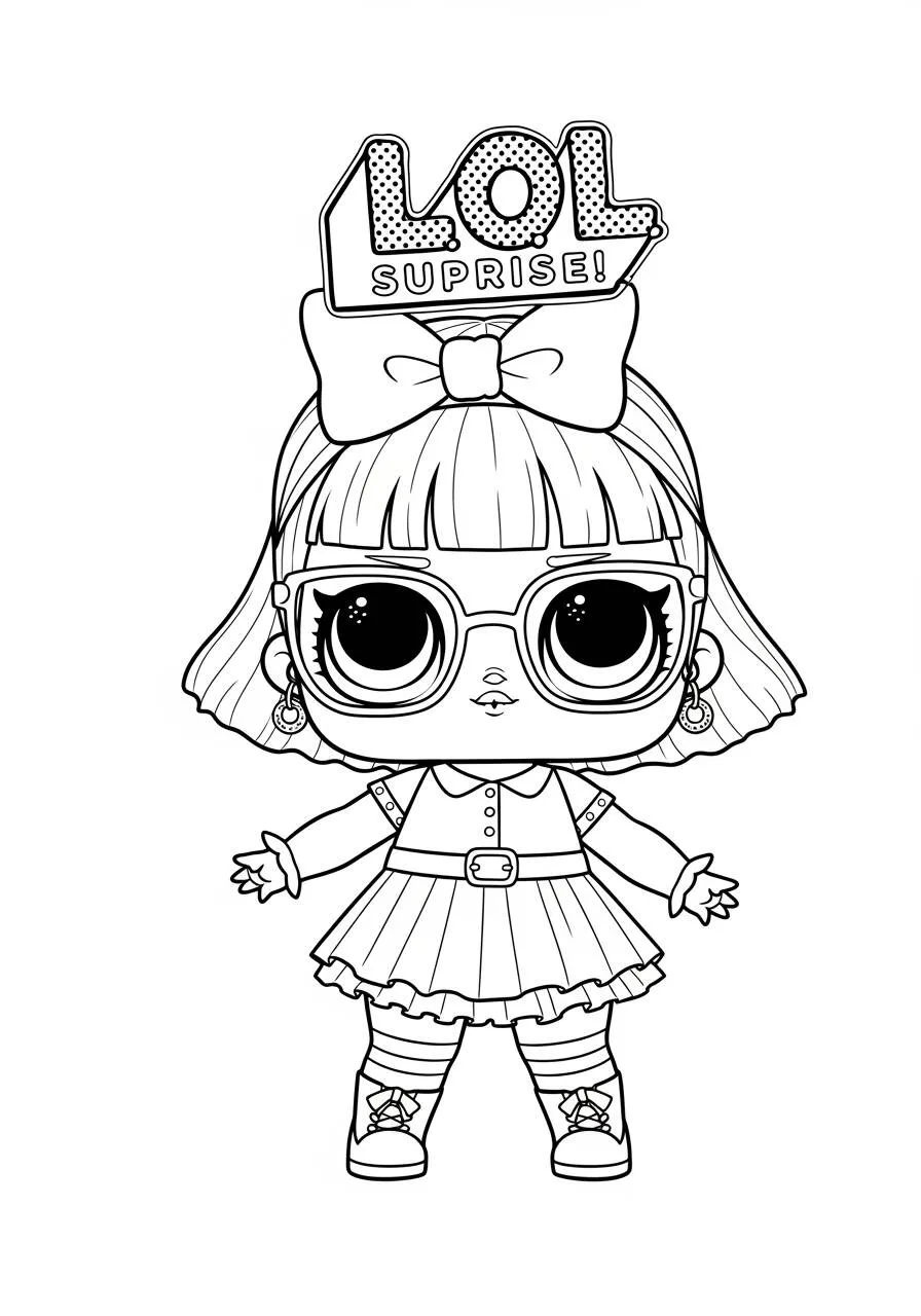 Dibujo para colorear jajaja sorpresa con gafas y lazo