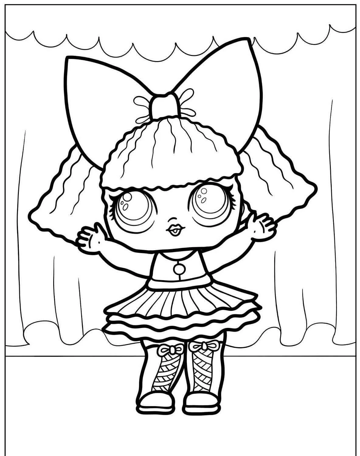 Desenho de LOL Surprise com Laço Gigante para Colorir