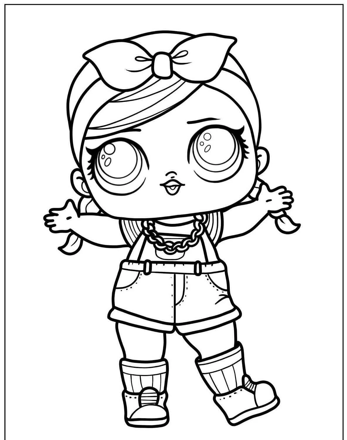 Coloriage de poupée surprise LOL avec un style décontracté