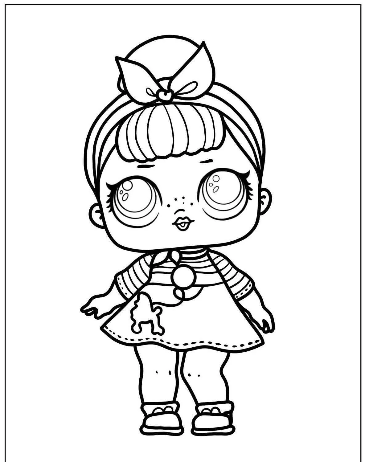 Desenho de LOL Surprise Boneca com Laço para Colorir