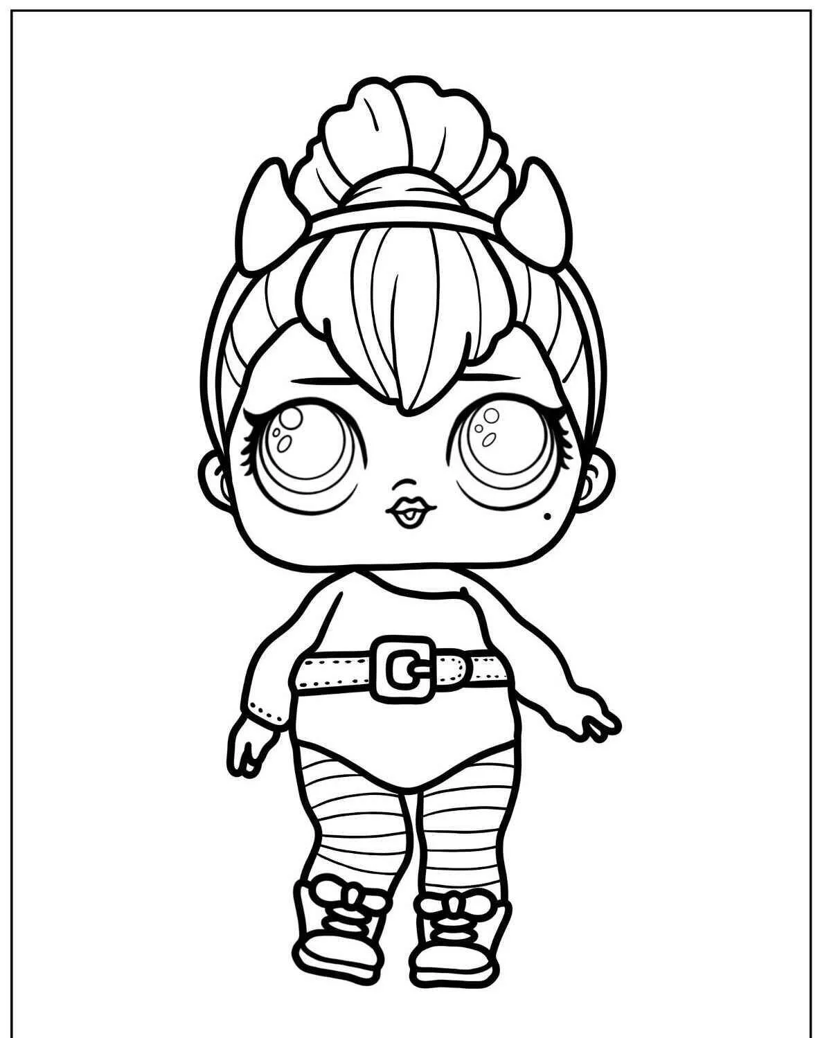 Página para colorear de muñeca jajaja sorpresa con pelo elegante