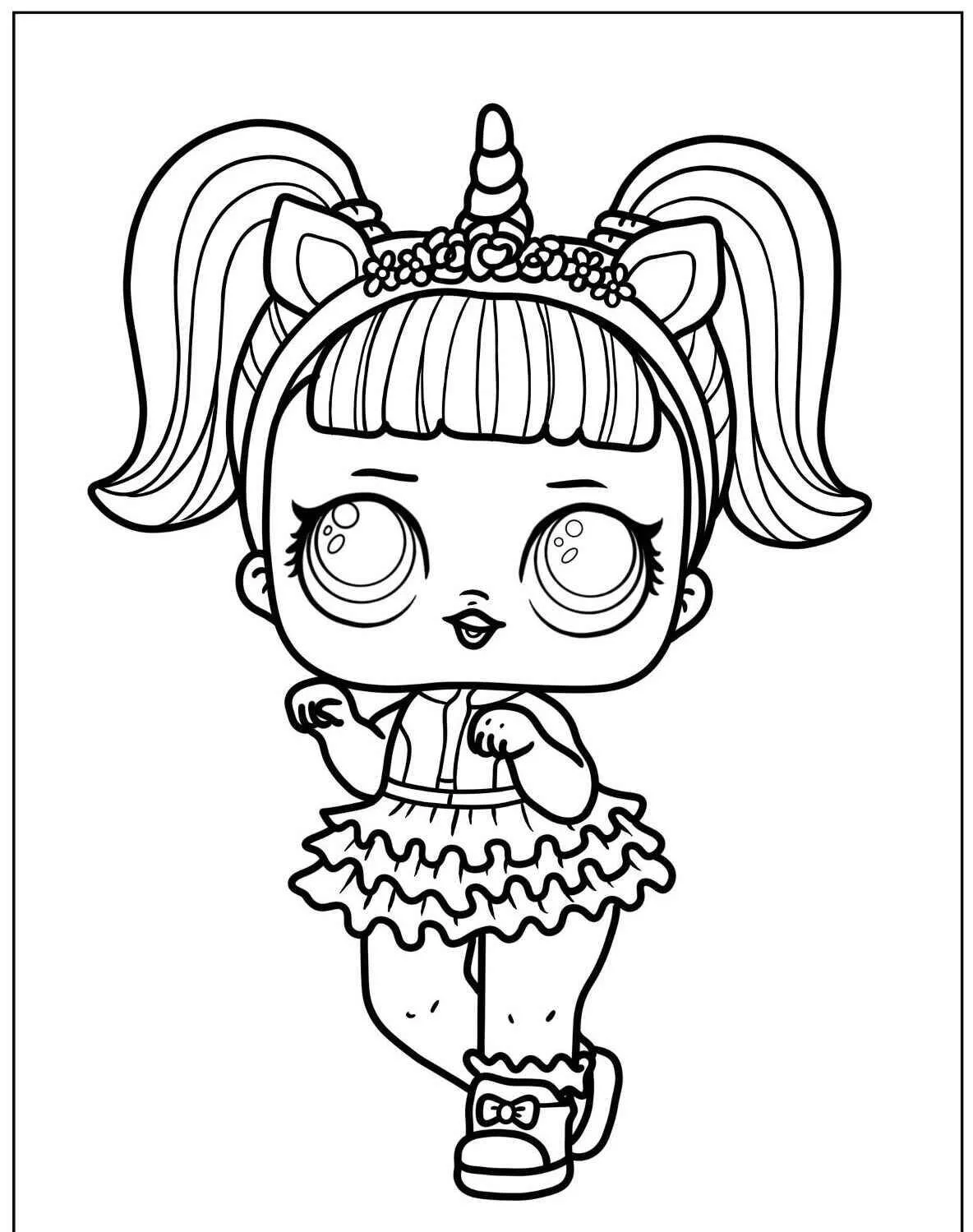 Desenho de LOL Surprise Boneca Unicórnio para Colorir