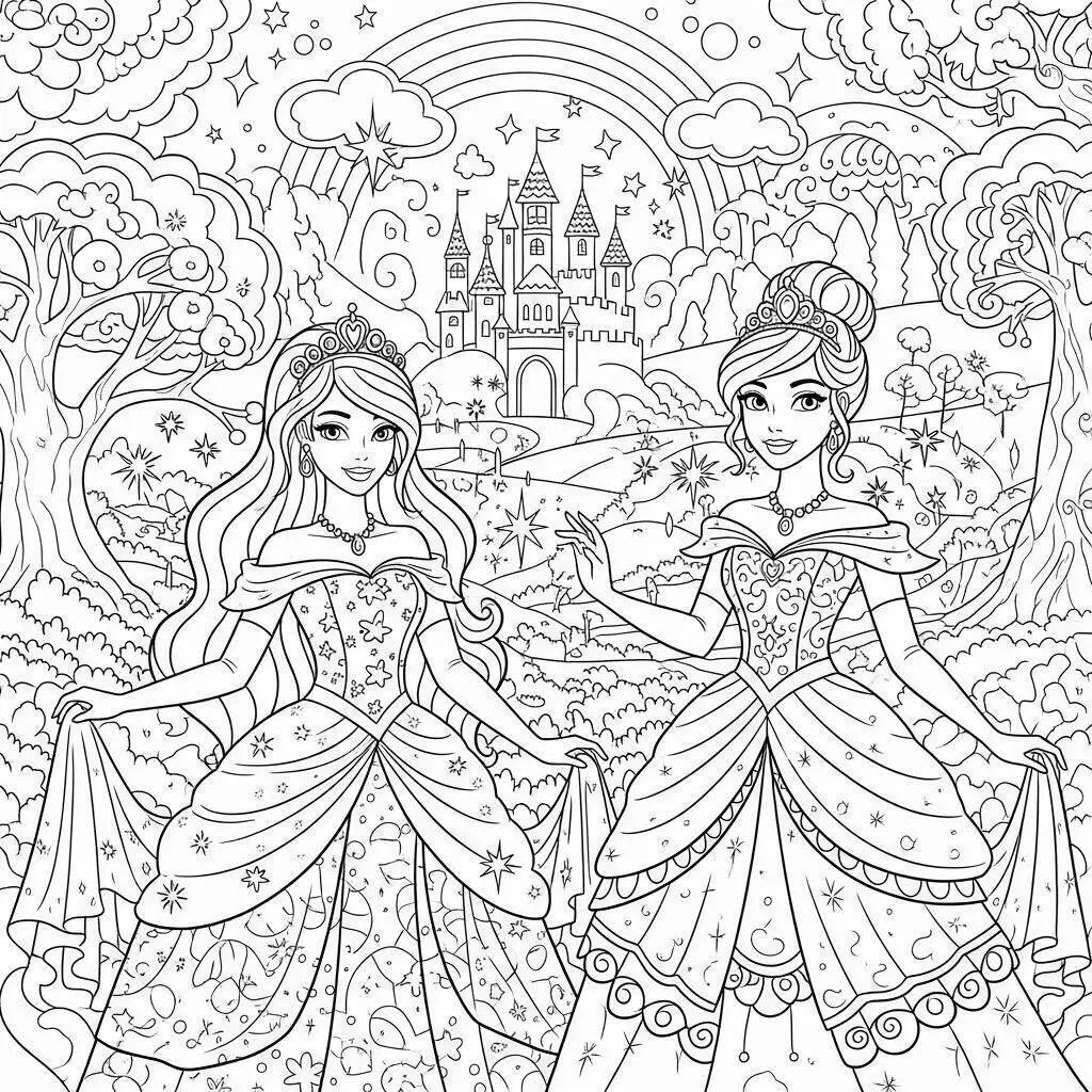 Coloriage Princesses du Royaume Enchanté