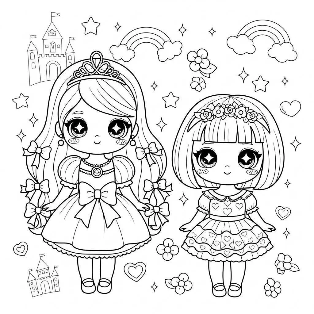 Coloriage princesse avec un ami