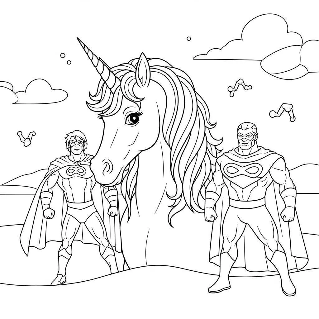 Coloriage Licorne Super-Héros