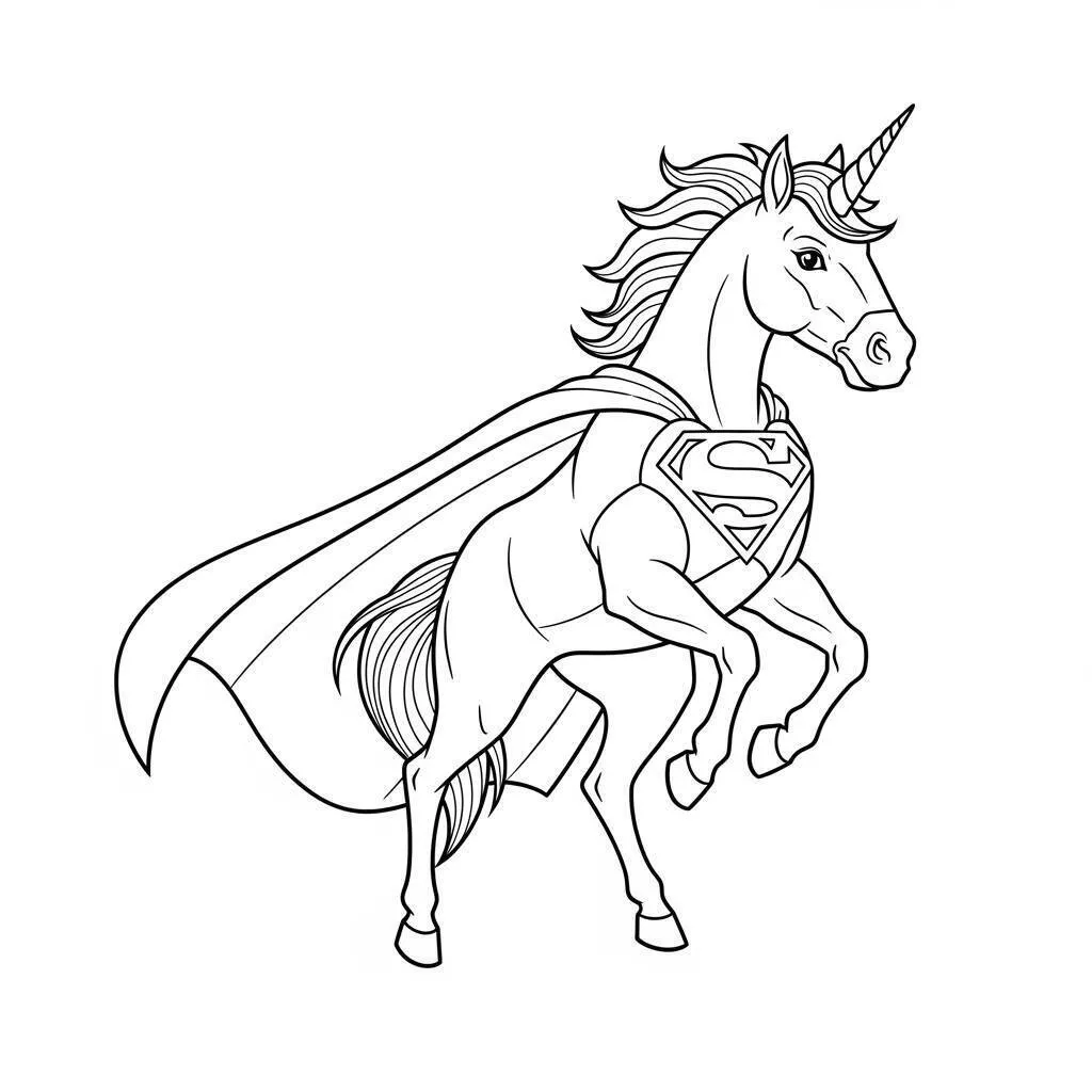Desenho de Unicórnio Super Herói para Colorir