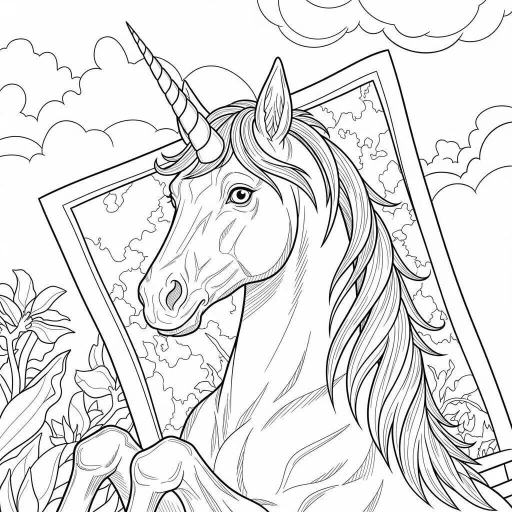 Desenho de Unicórnio Majestoso para Colorir