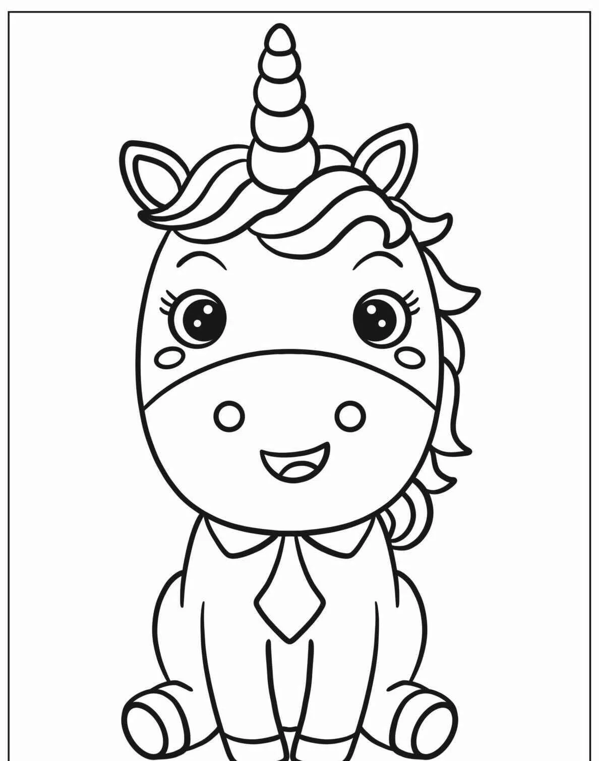 Desenho de Unicórnio Fofo para Colorir