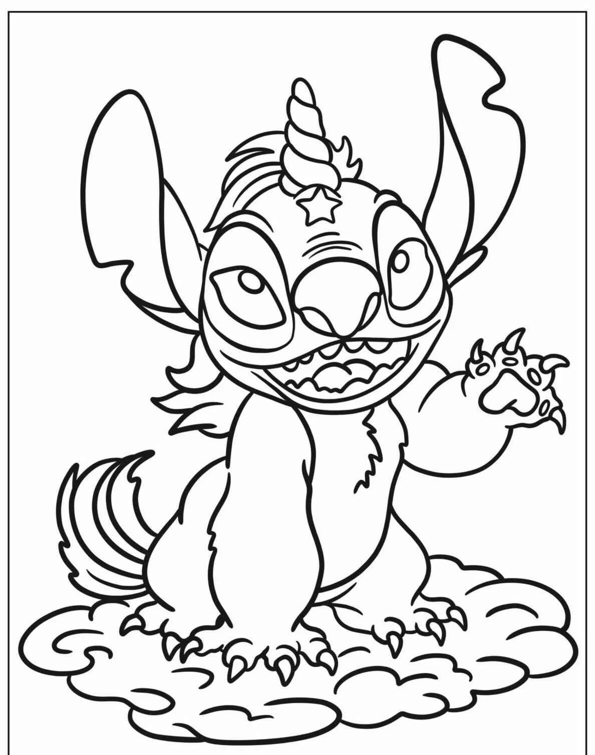 Desenho de Unicórnio Kawaii com Olhos Grandes para Colorir