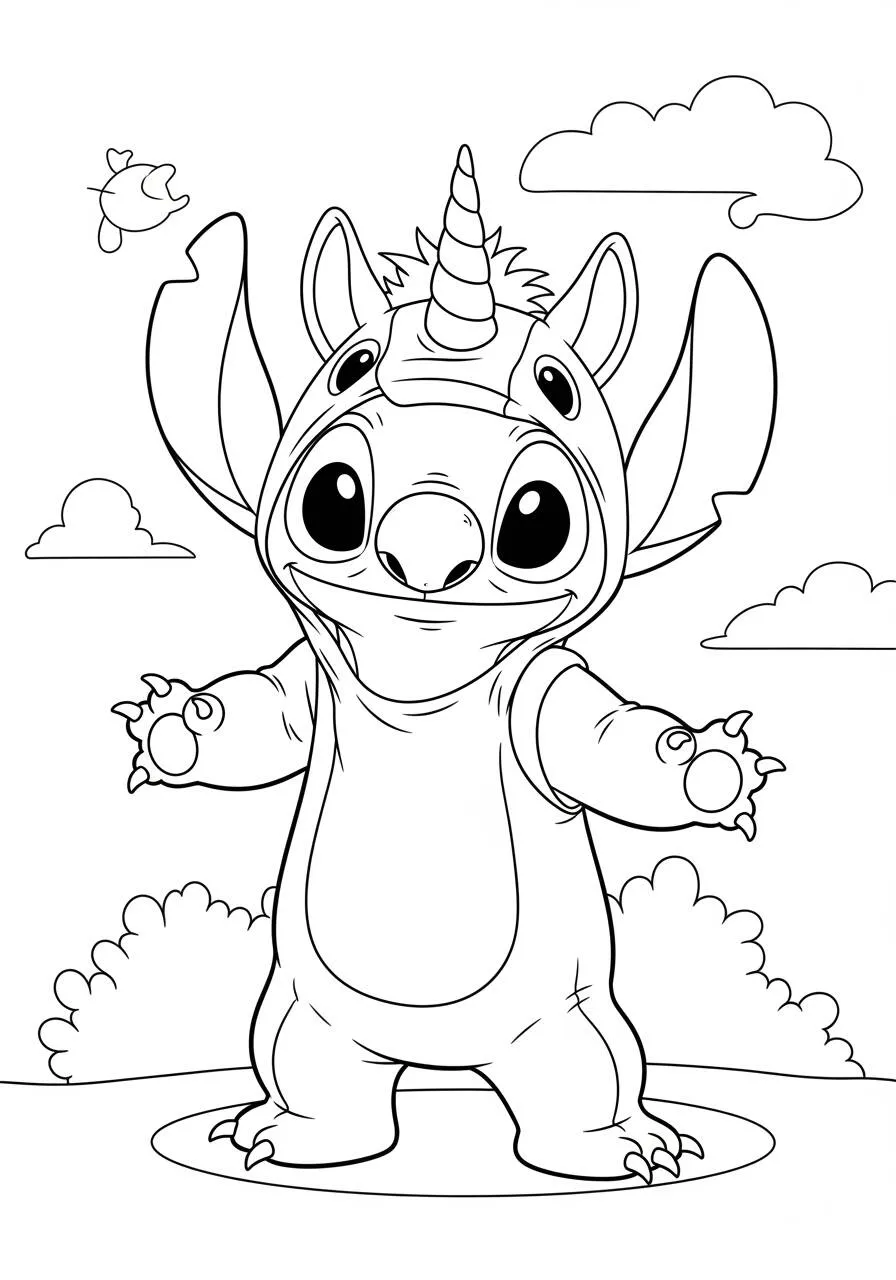 Desenho de Unicórnio Fofo com Asas para Colorir