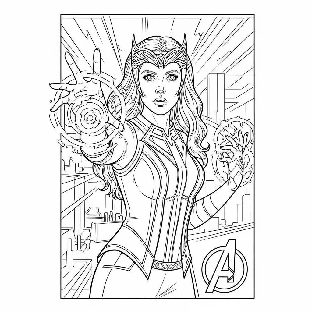 Desenho de Vingadores da Feiticeira Escarlate para Colorir