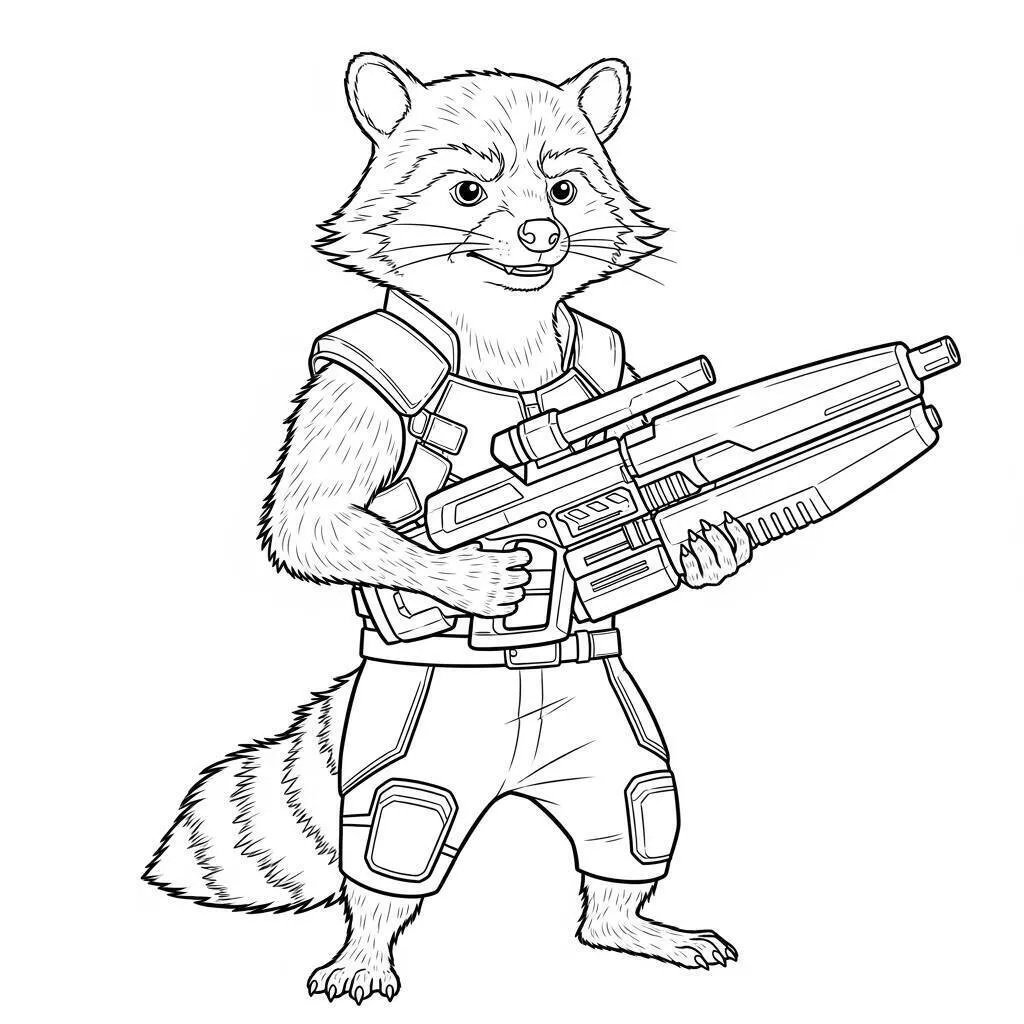 Desenho de Vingadores do Rocket Raccoon para Colorir