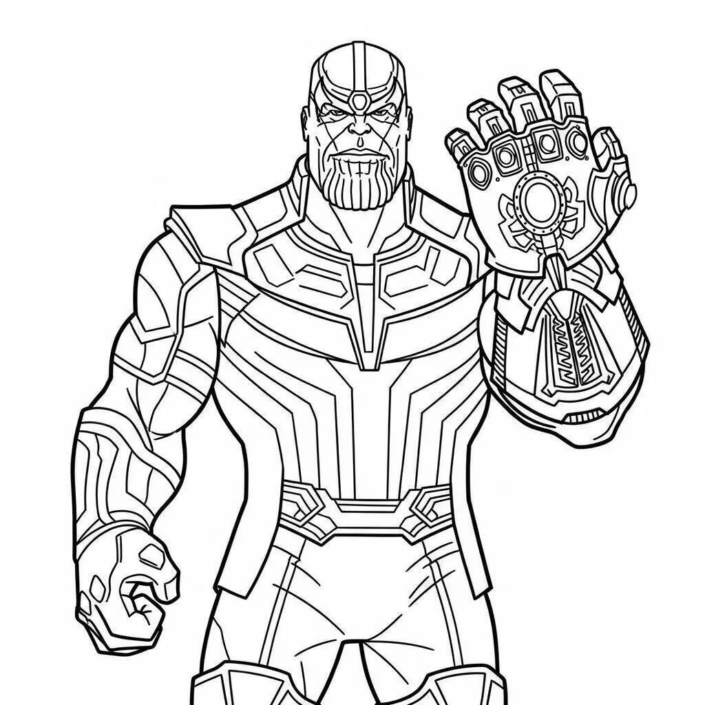 Desenho de Vingadores do Thanos com a Manopla do Infinito para Colorir